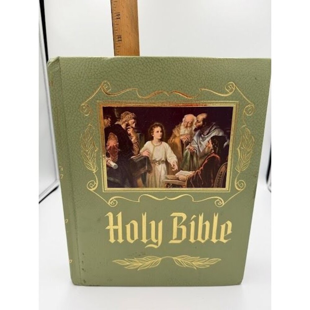 HOLY BIBLE Family Heirloom Large 1971 KJV Red Letter Master Reference, Vtg.  EUC